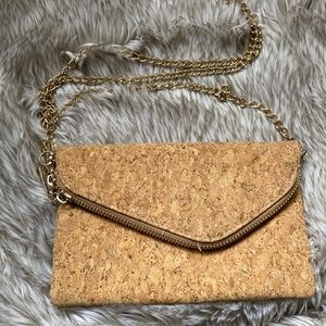 Cork clutch with gold toned hardware